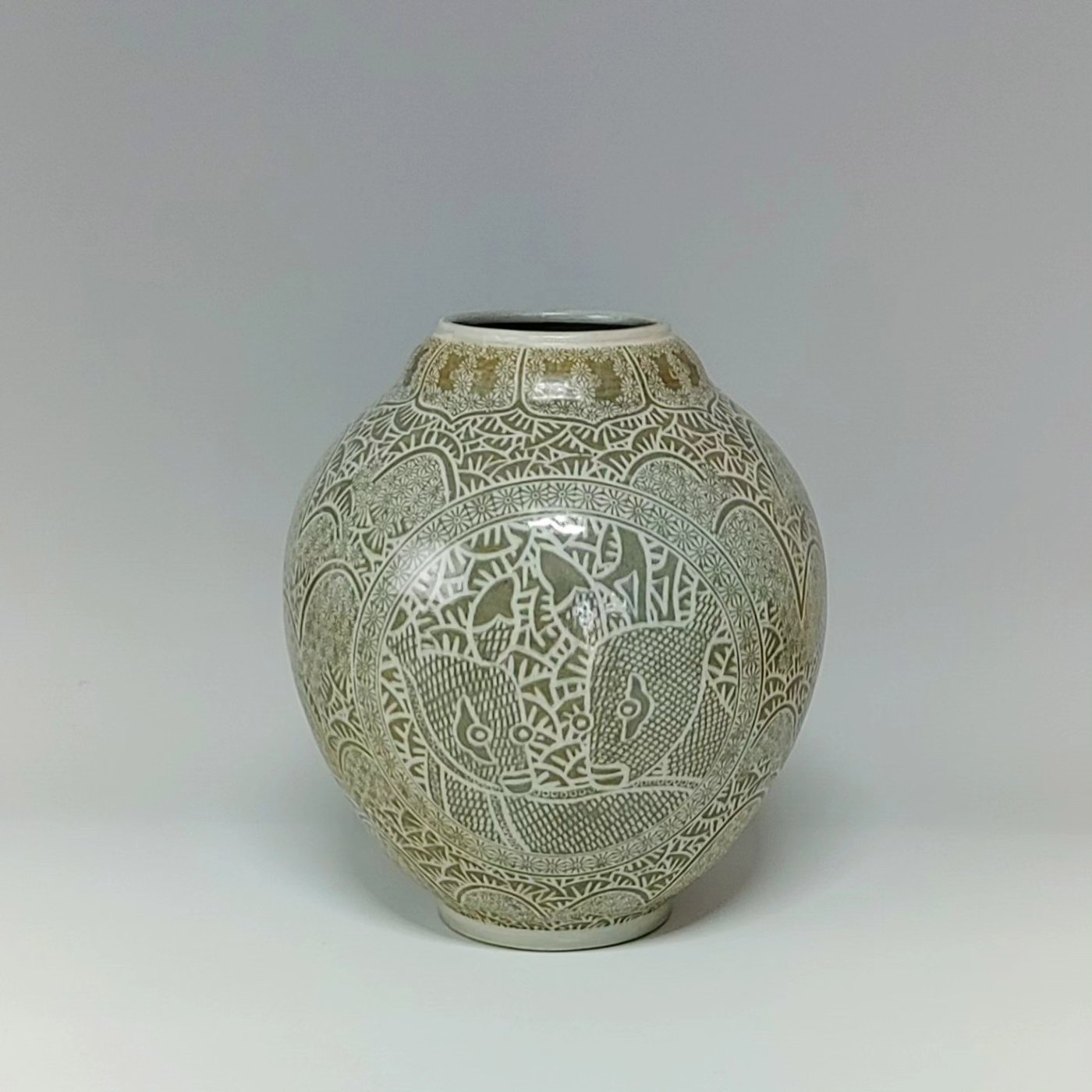 분청 사슴문 호