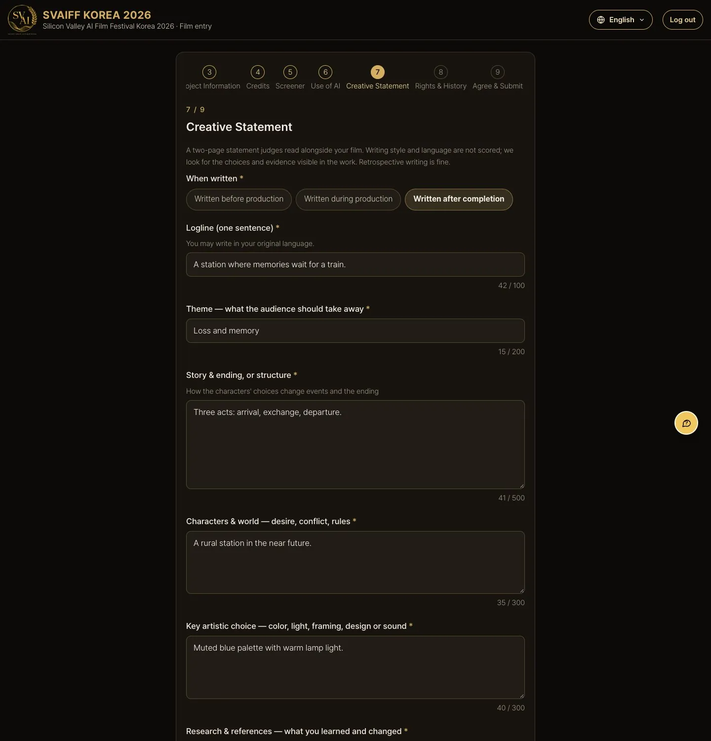 Desktop (1440 wide) · Step 7 · Creative statement